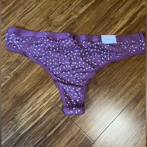 Cacique Extra Soft Thong Polka Dot Purple Panties